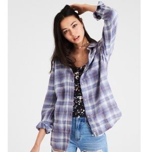 American Eagle Oversized Plaid Flannel Shirt